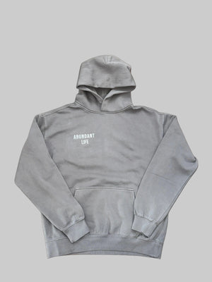 Abundant Life Hoodie Men's/Unisex - White/ Black Embroidered