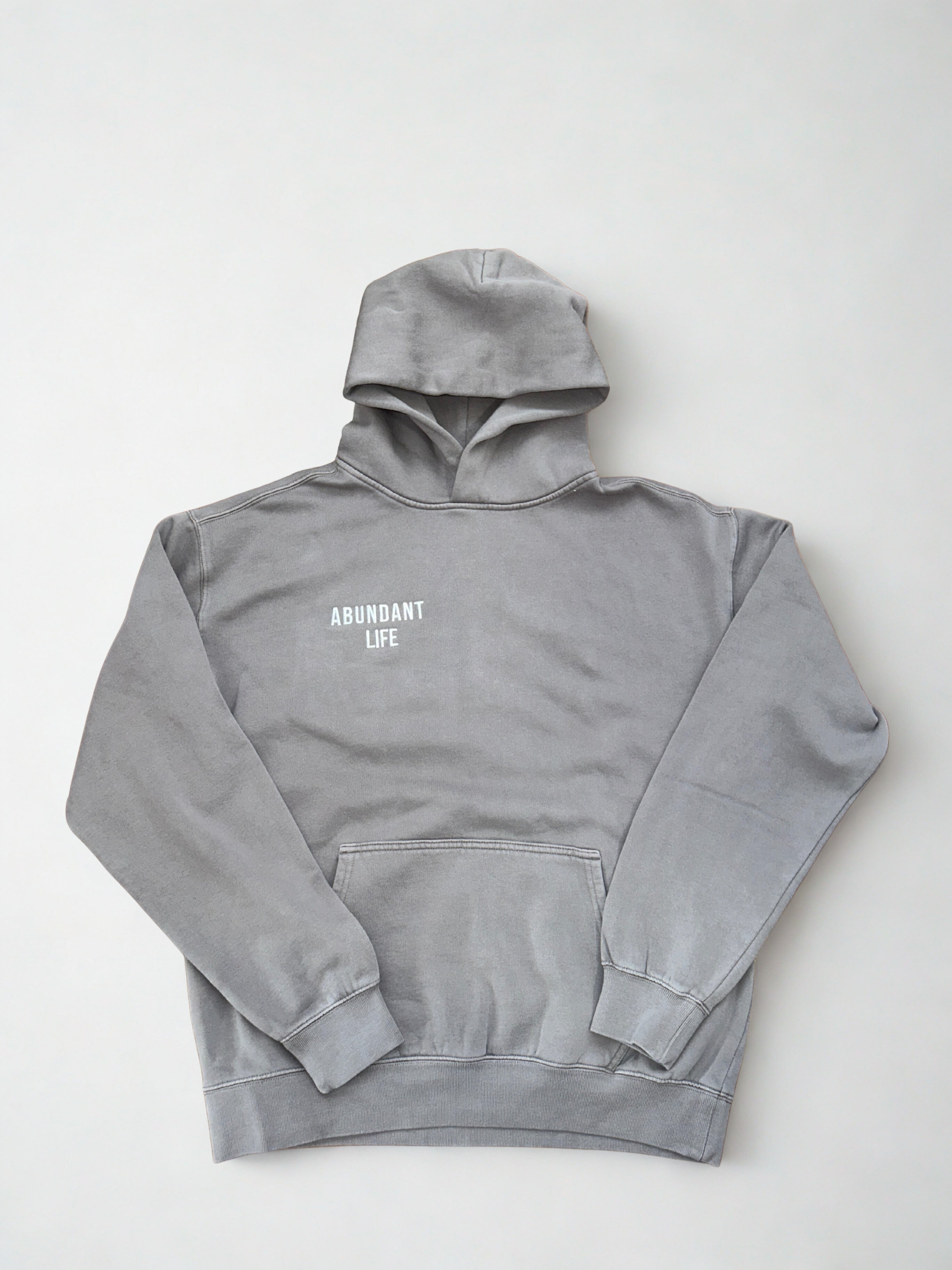 Abundant Life Hoodie Men's/Unisex - White/ Black Embroidered