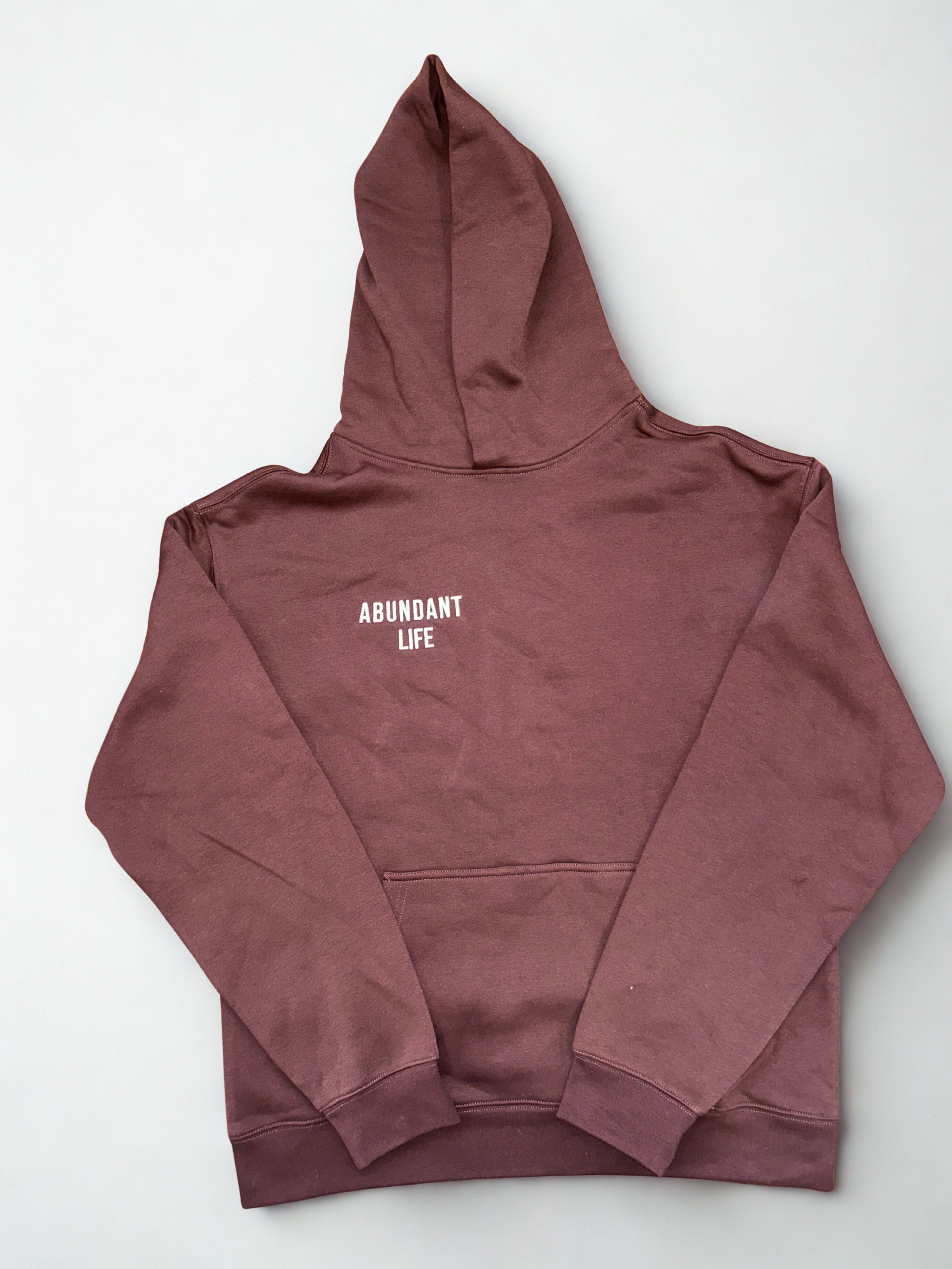 Abundant Life Hoodie Men's/Unisex - White/ Black Embroidered