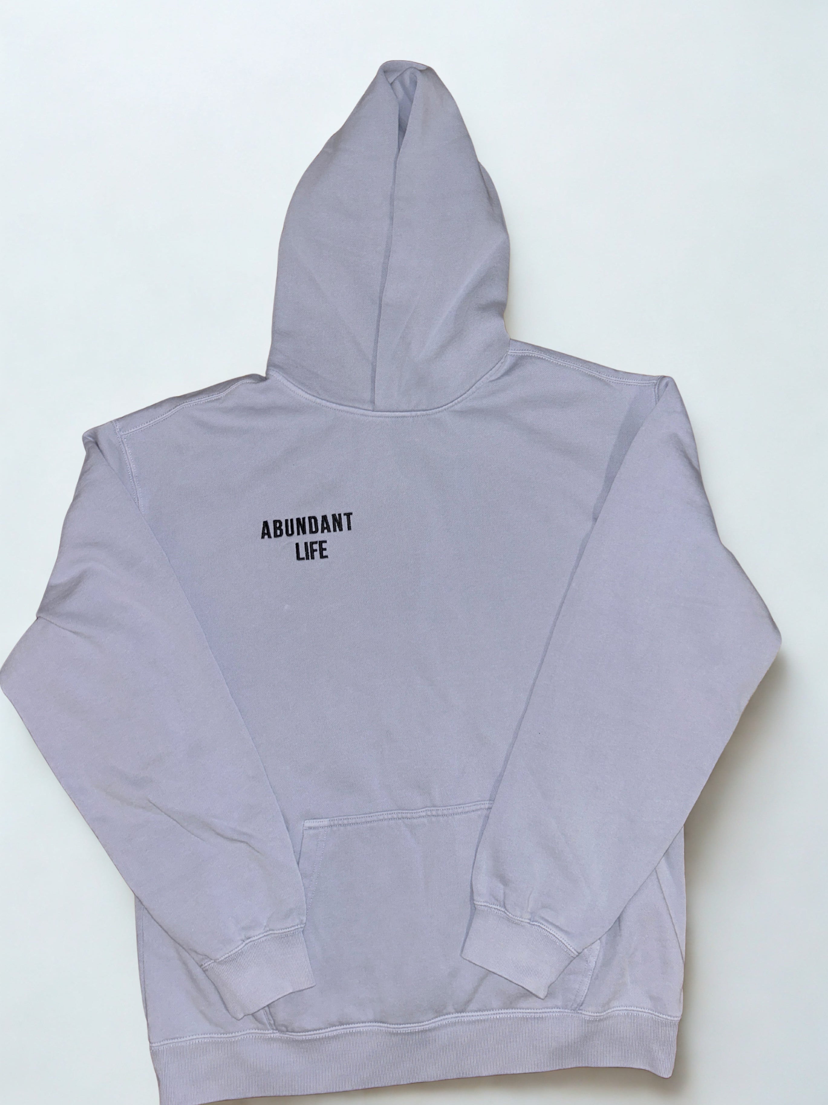 Abundant Life Hoodie Men's/Unisex - White/ Black Embroidered