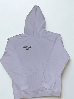 Abundant Life Hoodie Men's/Unisex - White/ Black Embroidered
